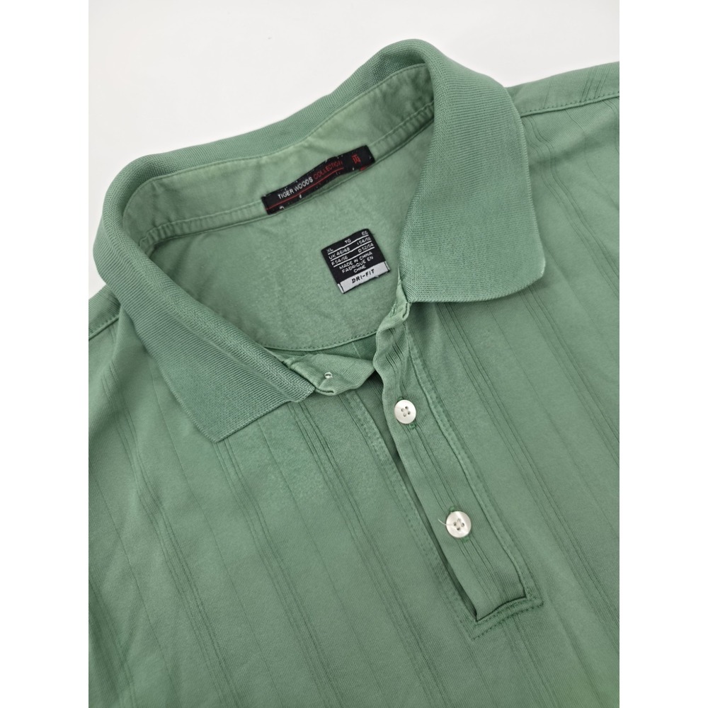 Tiger Woods Collection Nike Dri-FIT Polo Shirt Sage Green Textured Stripe XL